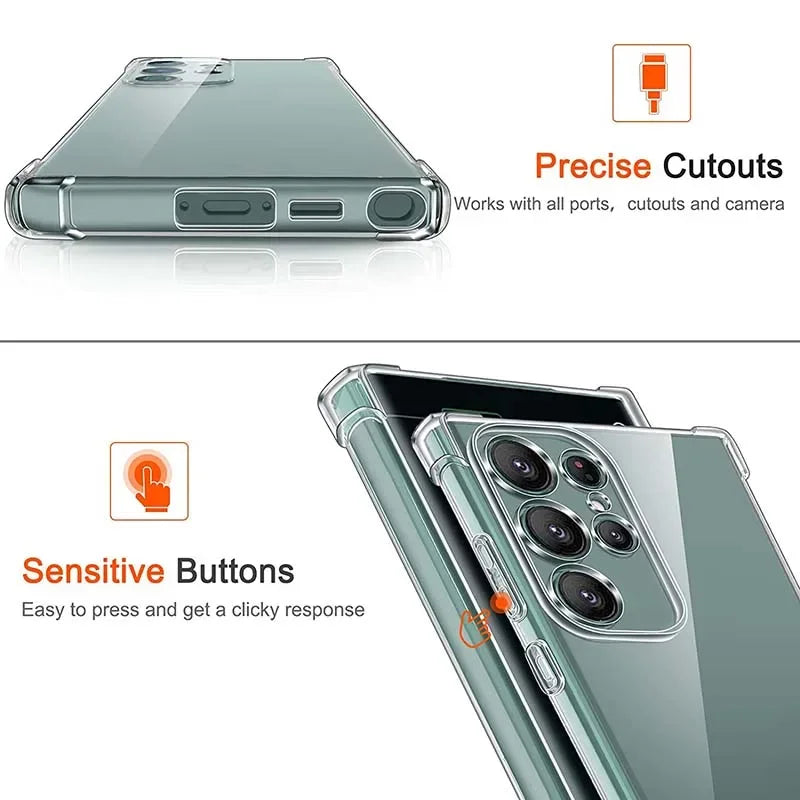 PureGuardCases Clear Shockproof Silicone Case for Samsung Galaxy