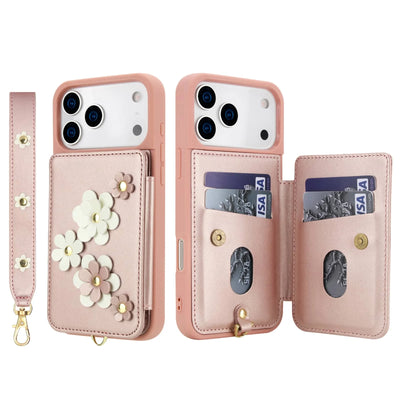 PureGuardCases Floral Crossbody Wallet iPhone Case – Magnetic Kickstand Card Holder Cover