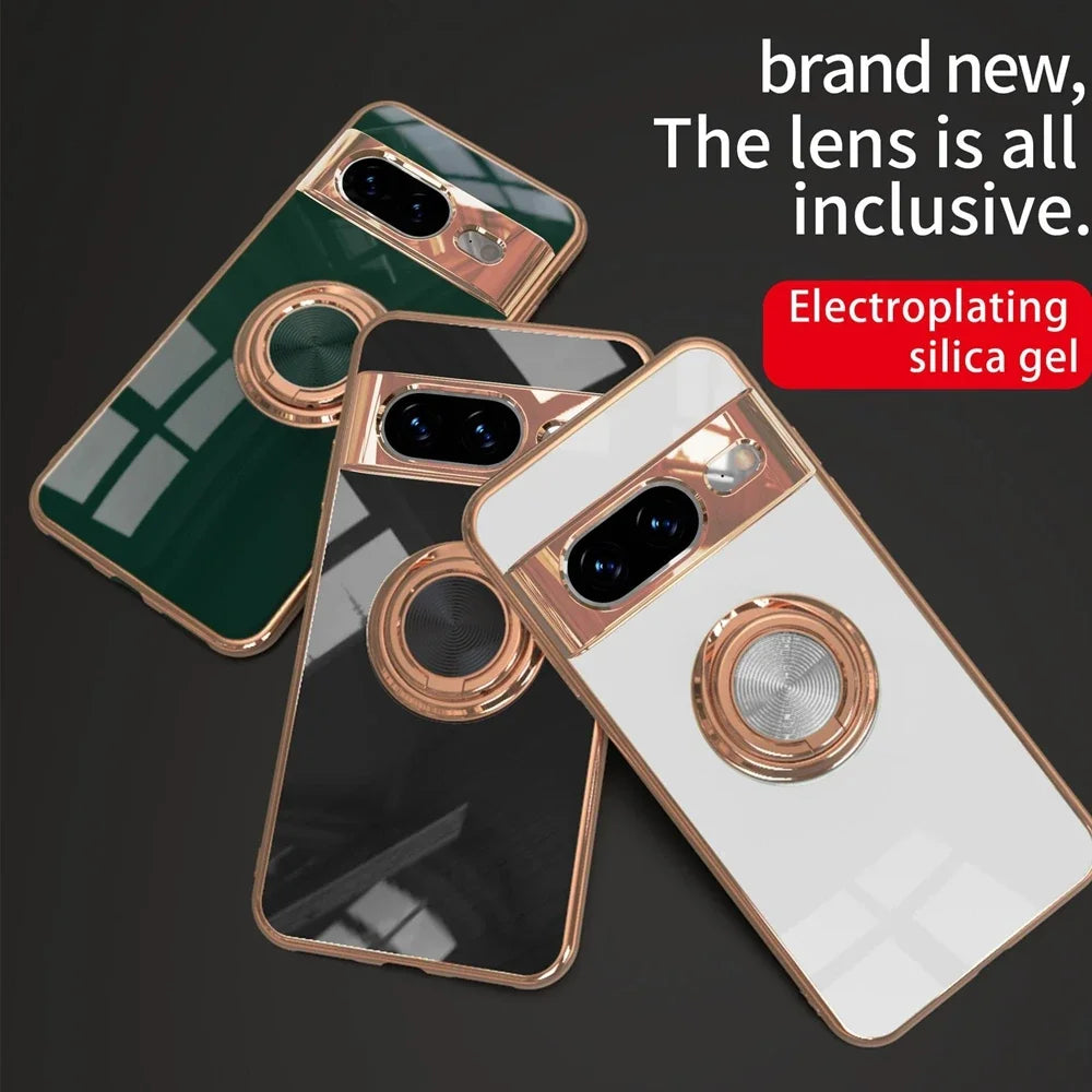 PureGuardCases Plated Ring Holder Case for Google Pixel
