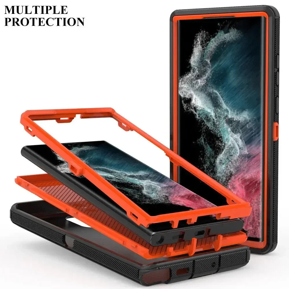 PureGuardCases 3-in-1 Military Armor Belt Clip Case for Samsung Galaxy