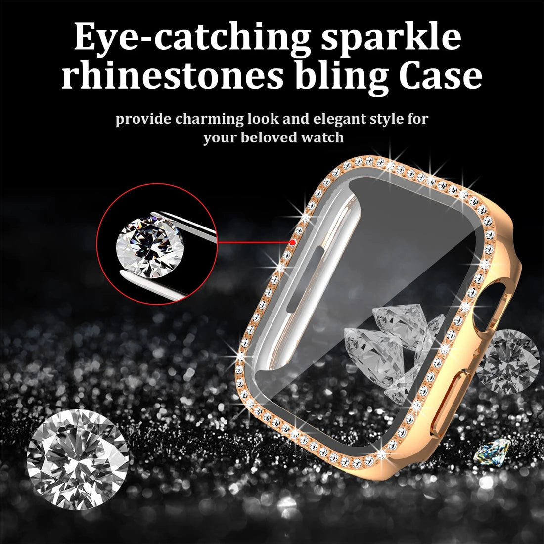PureGuardCases Milanese Magnetic Band with Diamond Case for Apple Watch