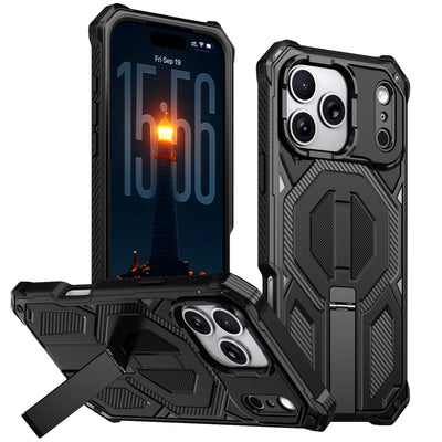 PureGuardCases Metal Stand Armor iPhone Case – MagSafe Shockproof Cover