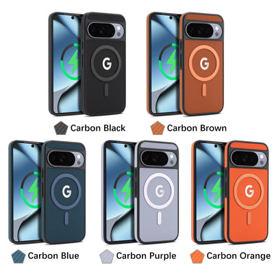 PureGuardCases Carbon Fiber Magnetic Leather Case for Google Pixel