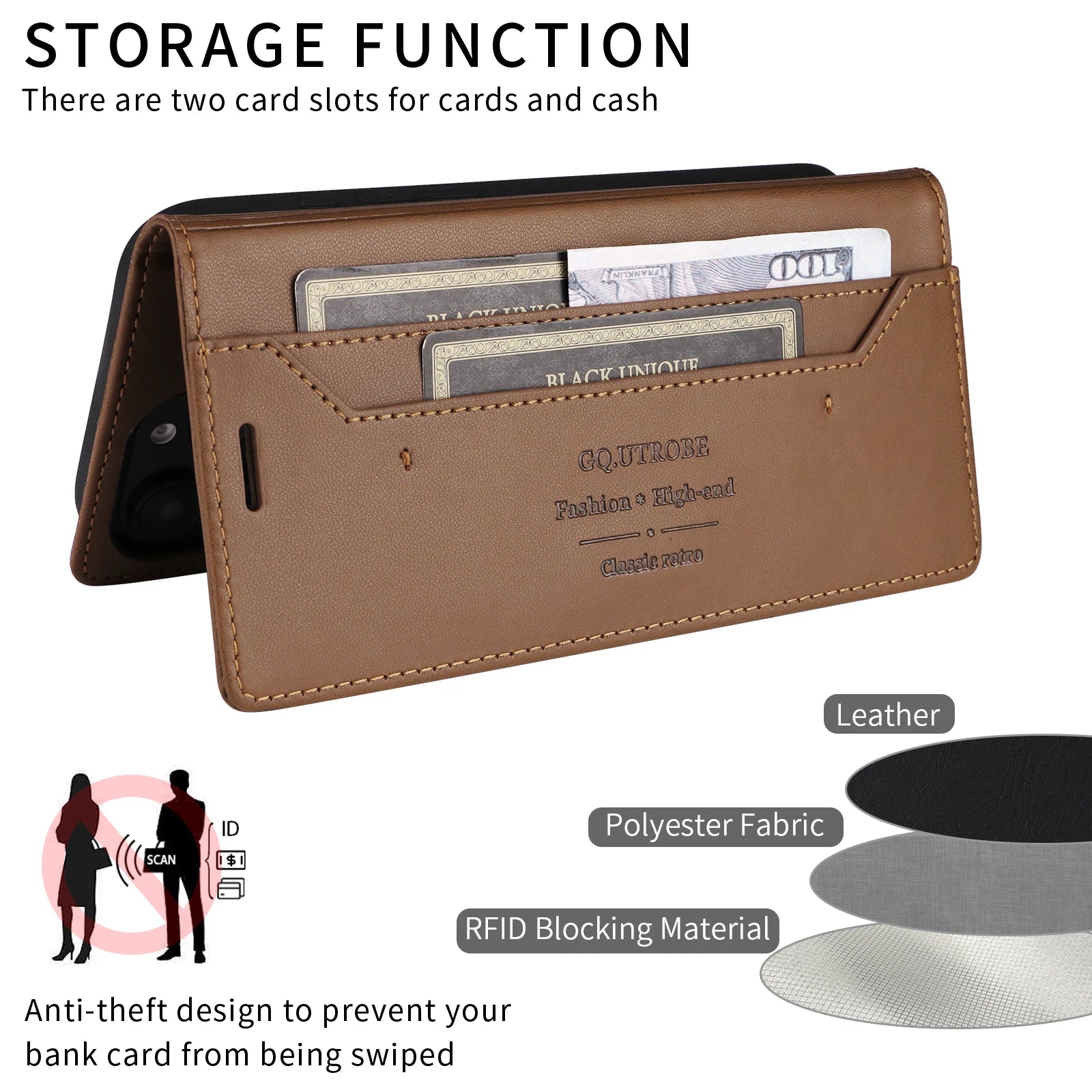 PureGuardCases Magnetic Leather Wallet Case for Google Pixel