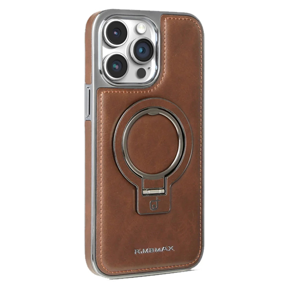 PureGuardCases Luxury PU Leather Stand iPhone Case – MagSafe Shockproof Cover