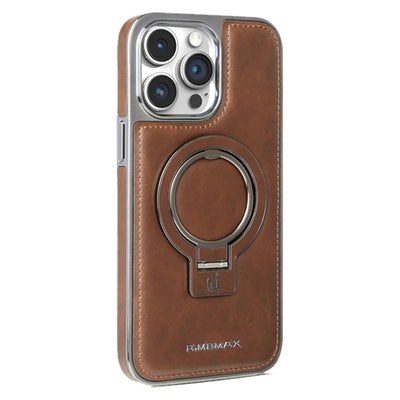PureGuardCases Luxury PU Leather Stand iPhone Case – MagSafe Shockproof Cover