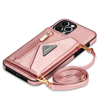 PureGuardCases Crossbody Zipper Wallet iPhone Case – Magnetic Flip Card Holder Leather Cover
