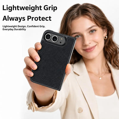 Slim Grid Leather Case iPhone Duo, bezel view