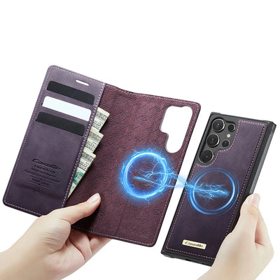 PureGuardCases Detachable Magnetic Wallet Leather Flip Case for Samsung Galaxy S20-S26 - MagSafe Book Cover