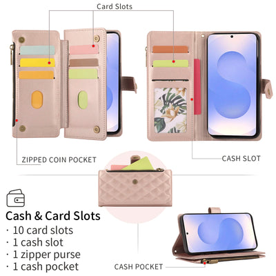PureGuardCases Faux Leather Flip Wallet Case for Samsung Galaxy S9-S10, S20-S26 - Multi-Card & Coin Holder