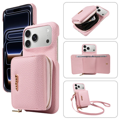 PureGuardCases Crossbody PU Leather Wallet iPhone Case – Card Holder Stand Protective Cover