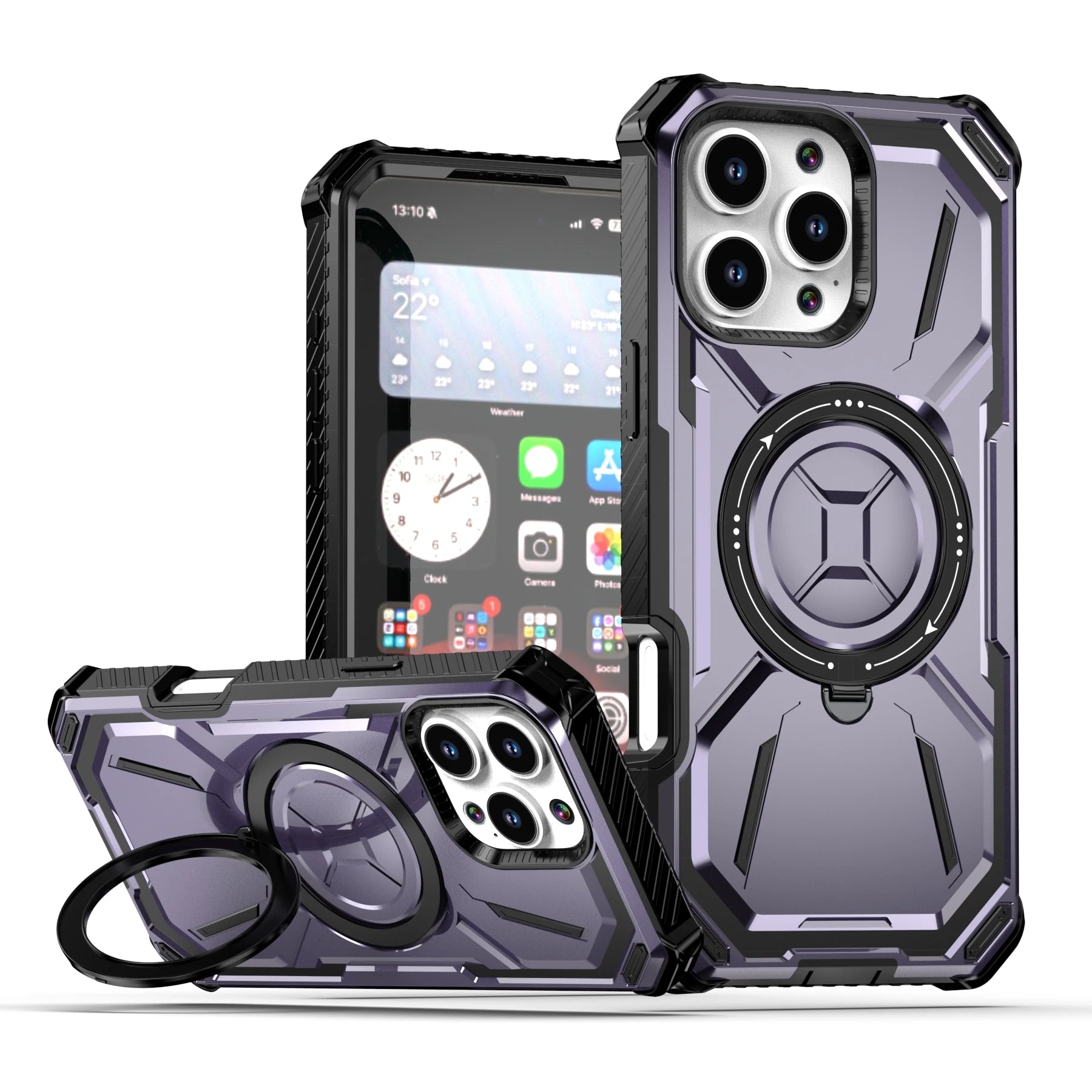 PureGuardCases Heavy Duty Kickstand iPhone Case – MagSafe Shockproof Armor Cover
