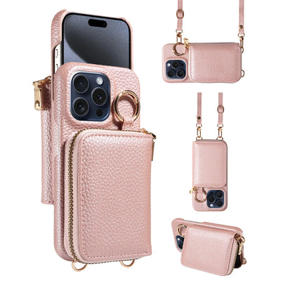PureGuardCases Faux Leather Crossbody Wallet iPhone Case – Card Holder Protective Cover