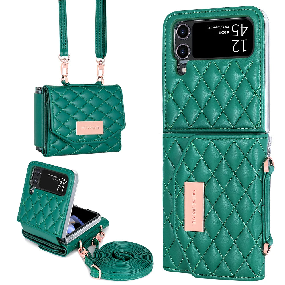 PureGuardCases Crossbody Leather Wallet Case for Samsung Galaxy Z Flip