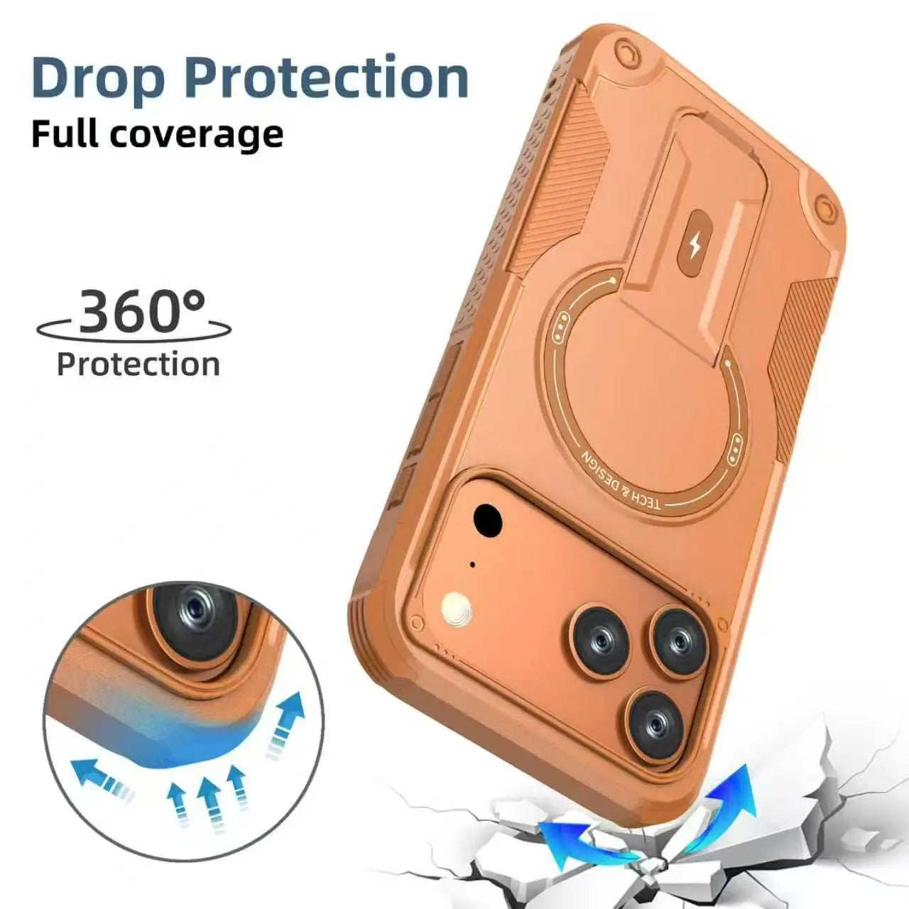 PureGuardCases Invisible Bracket MagSafe iPhone Case – Magnetic Stand Shockproof Cover