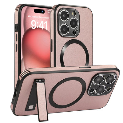 PureGuardCases Luxury Leather Stand iPhone Case – MagSafe Shockproof Cover