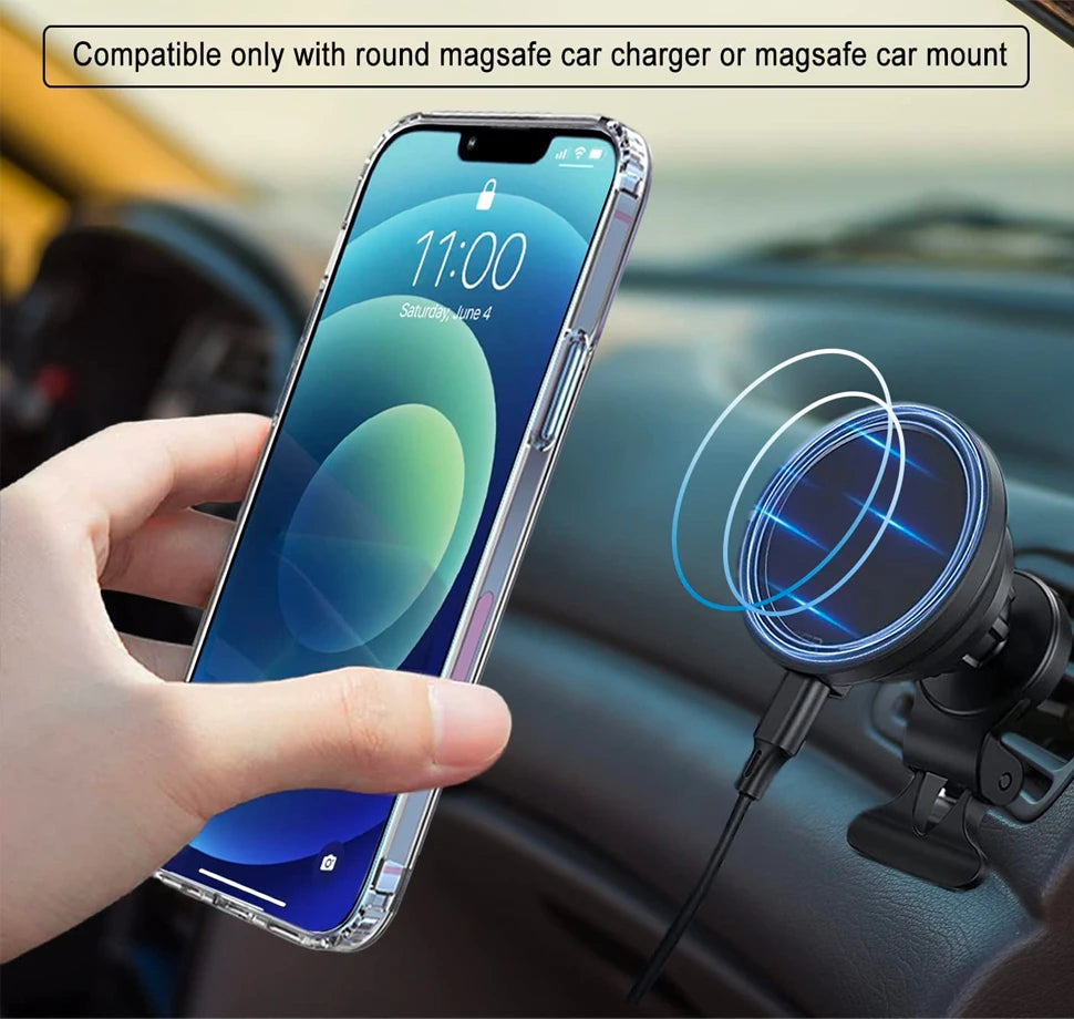 PureGuardCases Clear Magnetic Kickstand iPhone Case – MagSafe Shockproof Cover