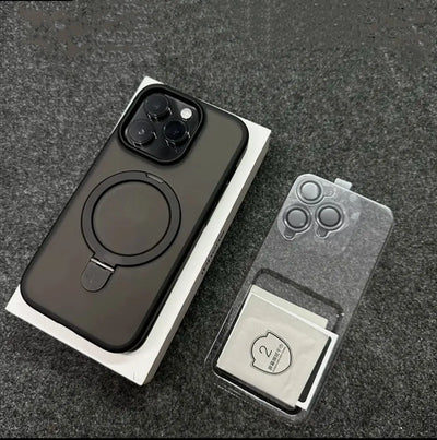 PureGuardCases Metal Ring Stand iPhone Case – MagSafe Matte Lens Protection Cover
