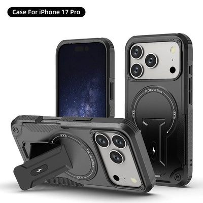 PureGuardCases Invisible Bracket MagSafe iPhone Case – Magnetic Stand Shockproof Cover