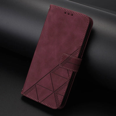 Geometric Embossed Magnetic Flip Wallet Case for Samsung Galaxy A51 5G, A20 & A Series - Wine Red - image 8
