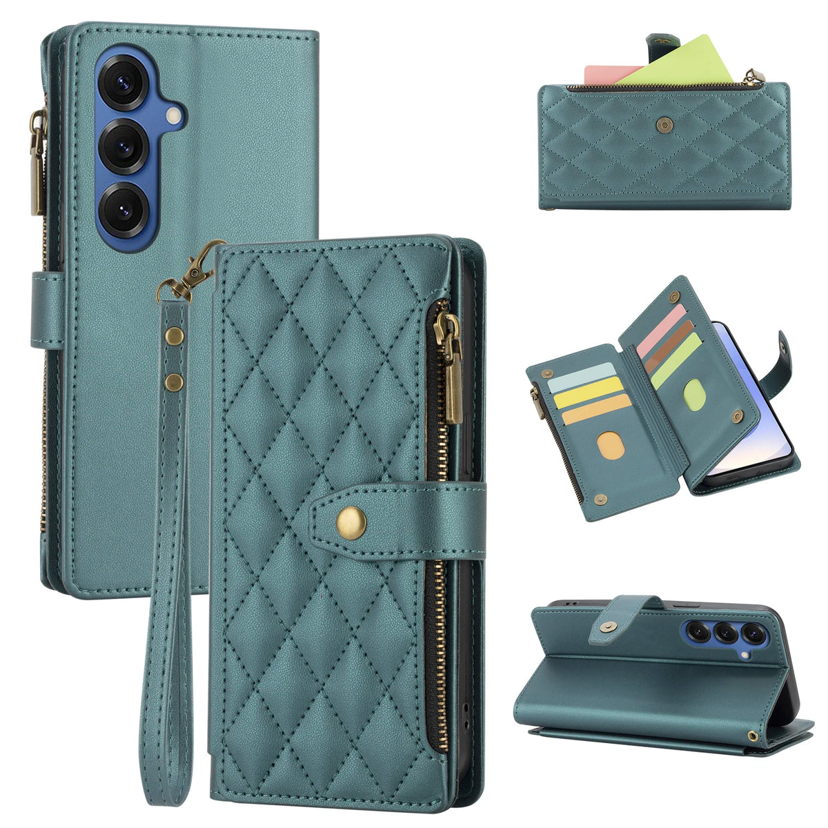 PureGuardCases Faux Leather Flip Wallet Case for Samsung Galaxy S9-S10, S20-S26 - Multi-Card & Coin Holder