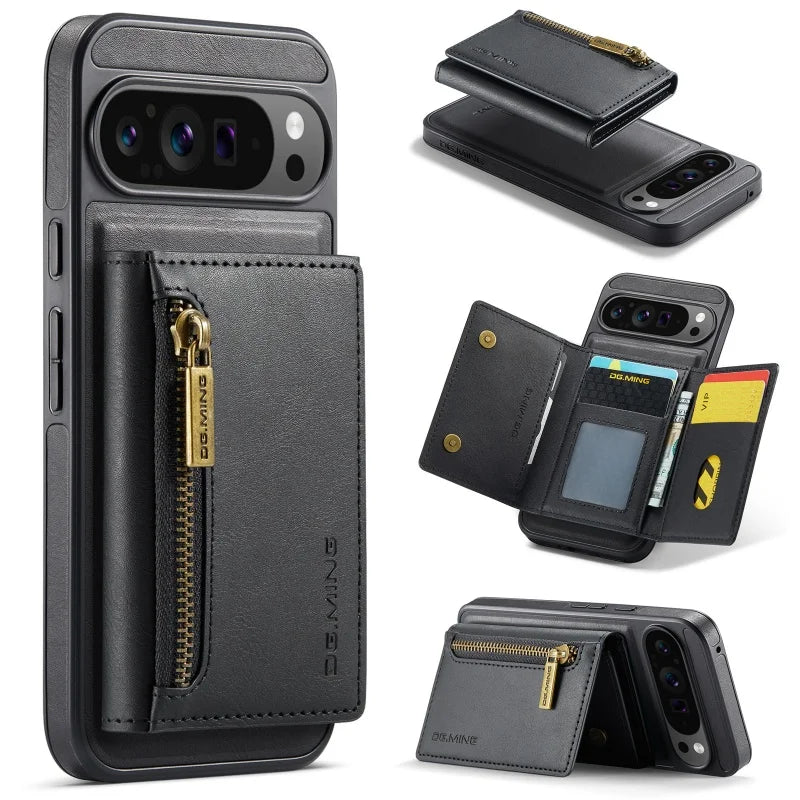 PureGuardCases 2-in-1 Magnetic Leather Wallet Case for Google Pixel