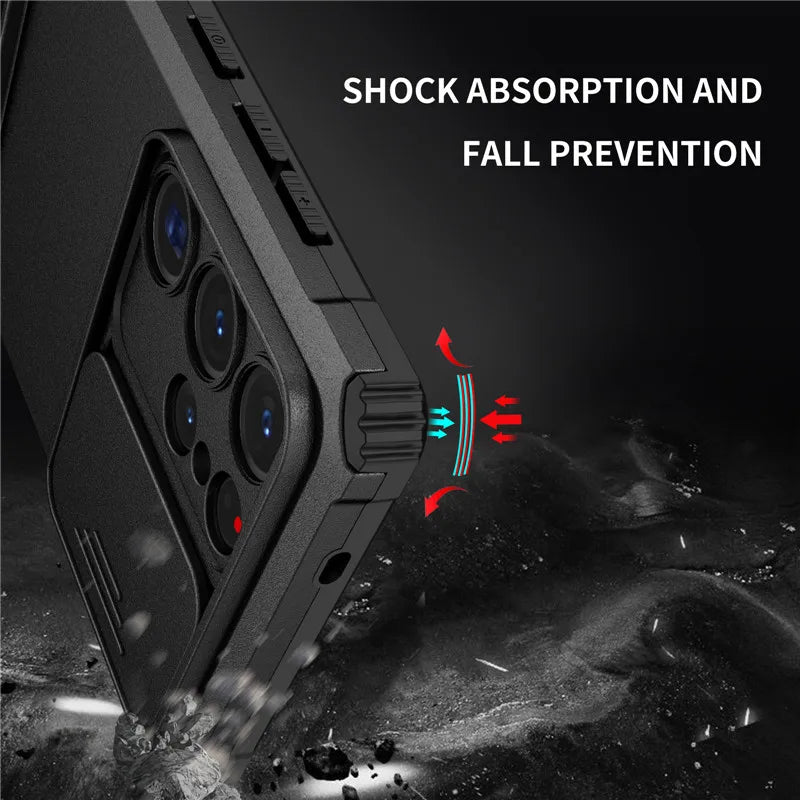 PureGuardCases Armor Case with Sliding Camera Cover for Samsung Galaxy