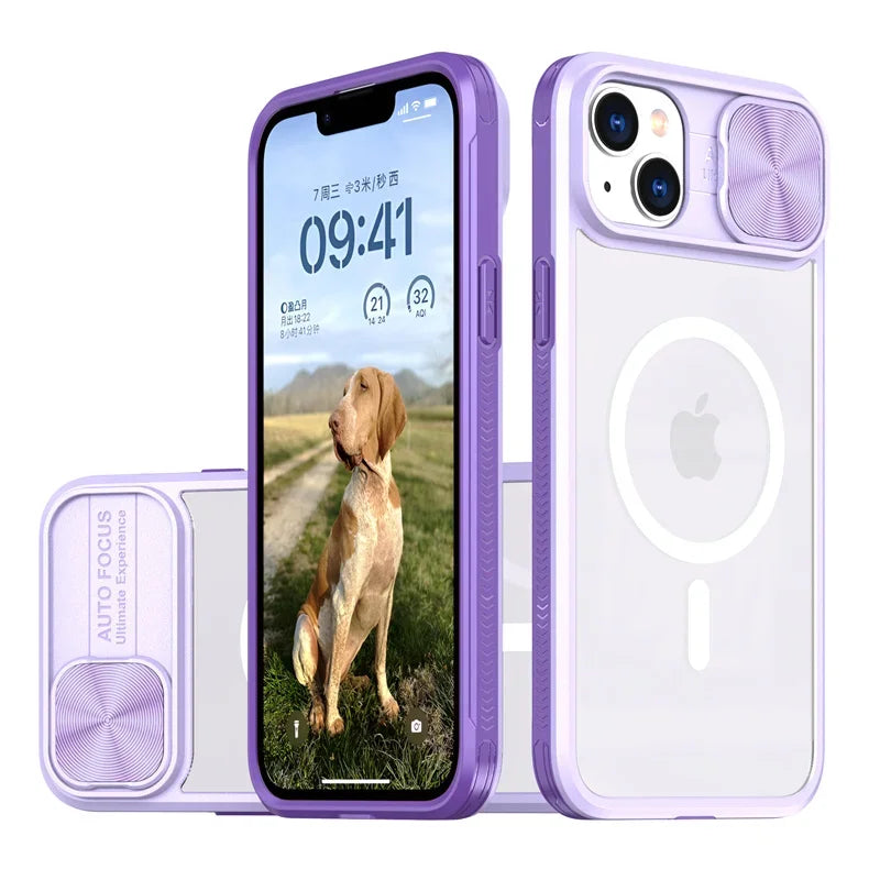PureGuardCases Slide Camera Lens Acrylic iPhone Case – MagSafe Magnetic Cover