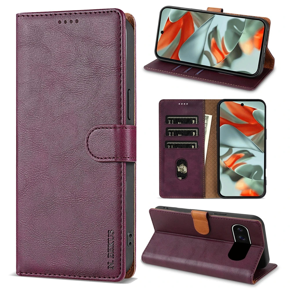 PureGuardCases Leather Wallet Case for Google Pixel