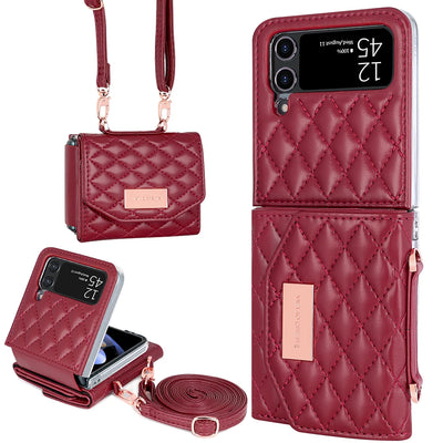 PureGuardCases Crossbody Leather Wallet Case for Samsung Galaxy Z Flip