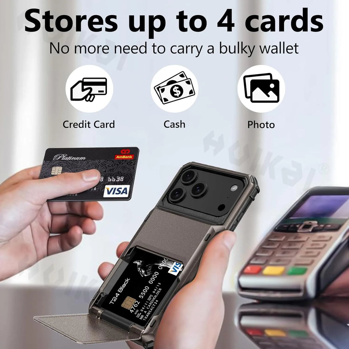 Heavy Duty Dual-Layer Slide Card Holder Armor Case for iPhone 11-18 - Product View 9