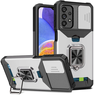 PureGuardCases Armor Ring Case with Card Holder for Samsung Galaxy