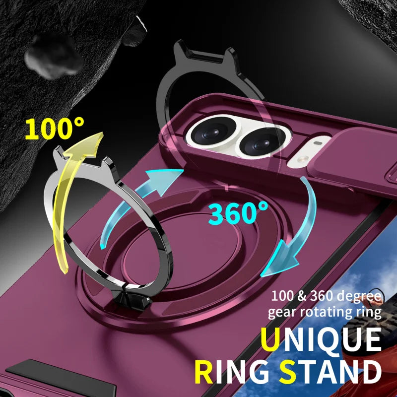 Rugged Armor Case with Sliding Camera Cover & Magnetic Ring Stand for iPhone Duo - image 4