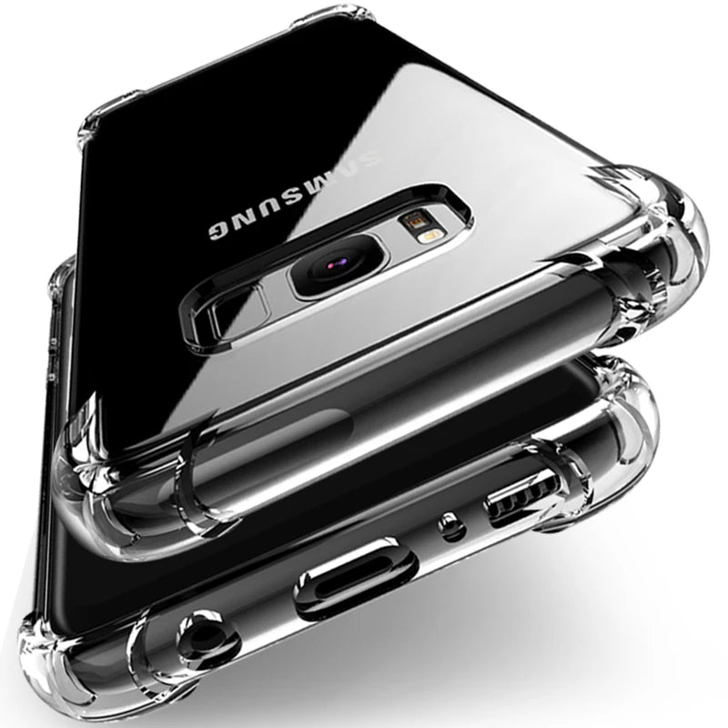 PureGuardCases Clear Shockproof TPU Case for Samsung Galaxy