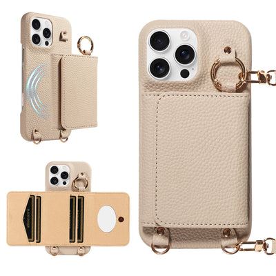 PureGuardCases PU Leather Crossbody Wallet iPhone Case – MagSafe Magnetic Card Holder Cover