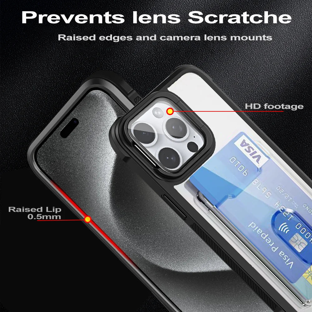 Clear Card Case iPhone 11-18, stand view