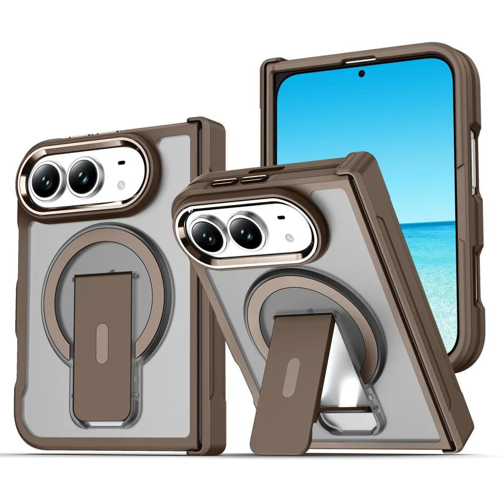 Matte Hinge Stand Case iPhone Duo, Brown