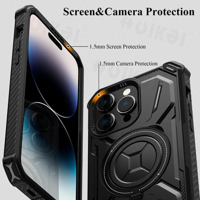 PureGuardCases Heavy Duty Kickstand iPhone Case – MagSafe Shockproof Armor Cover