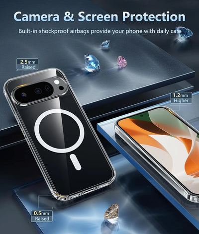 PureGuardCases Clear Magnetic Armor Case for Google Pixel