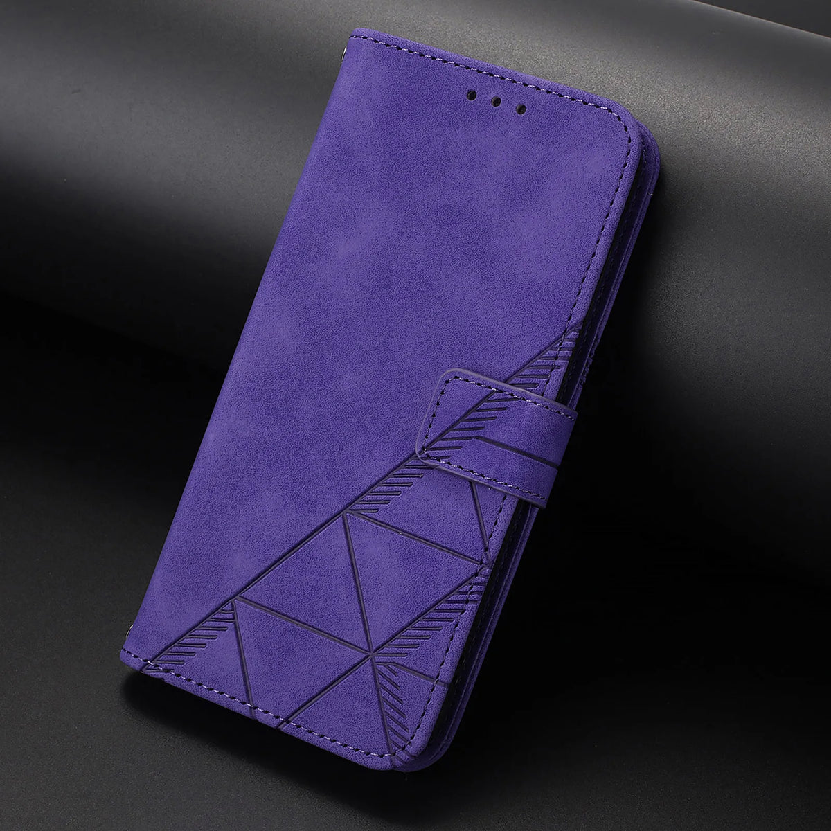Geometric Embossed Magnetic Flip Wallet Case for Samsung Galaxy A51 5G, A20 & A Series - Purple - image 12