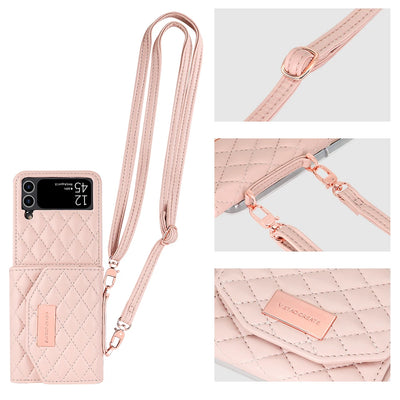 PureGuardCases Crossbody Leather Wallet Case for Samsung Galaxy Z Flip