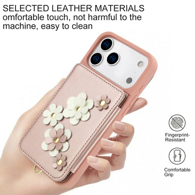 PureGuardCases Floral Crossbody Wallet iPhone Case – Magnetic Kickstand Card Holder Cover