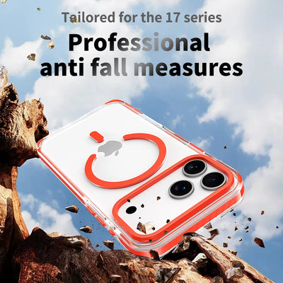 PureGuardCases Luxury PE Striped Clear iPhone Case – MagSafe Magnetic Cover