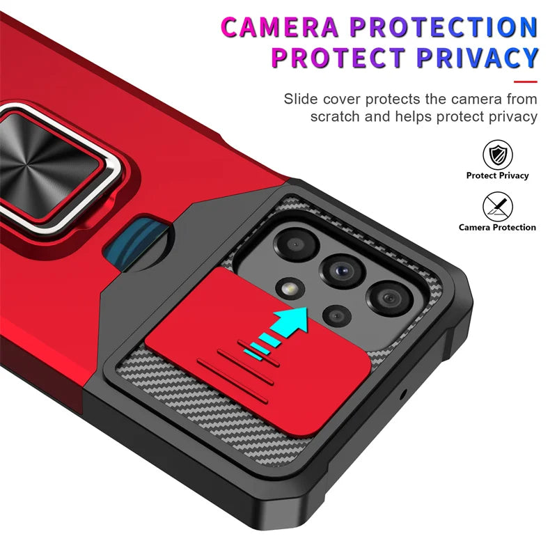 PureGuardCases Armor Ring Case with Card Holder for Samsung Galaxy