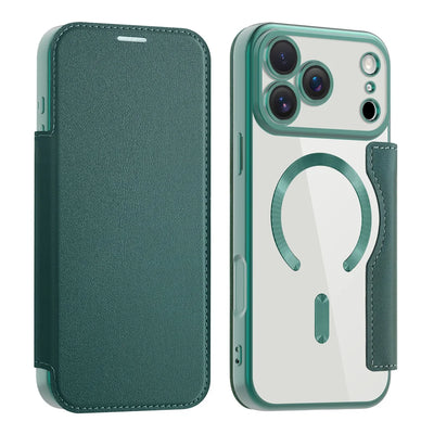 Clear Flip MagSafe Case iPhone 11-18, Dark Green