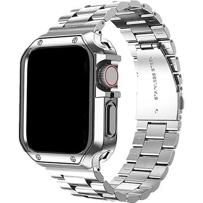 PureGuardCases Stainless Steel Band with TPU Case for Apple Watch