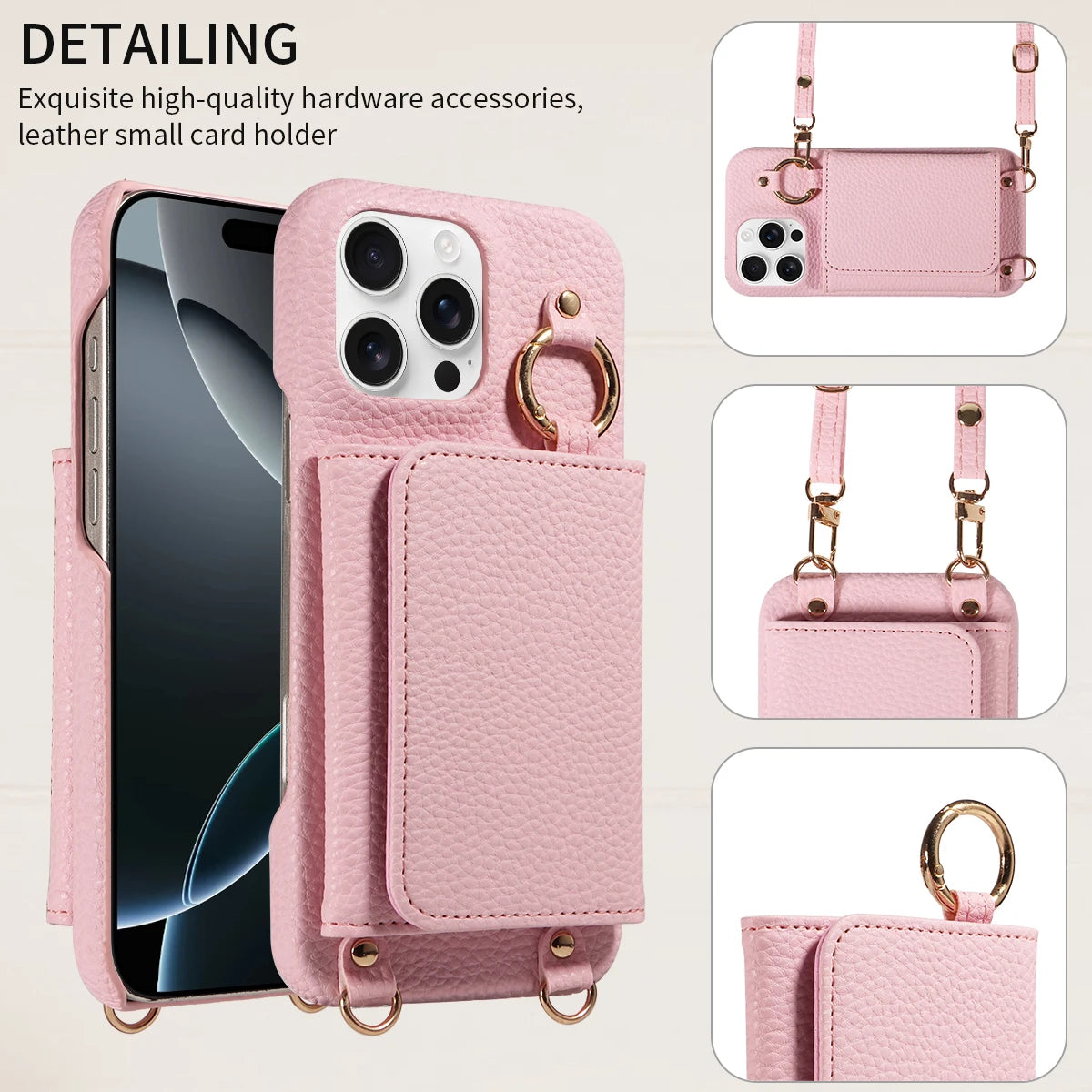 PureGuardCases PU Leather Crossbody Wallet iPhone Case – MagSafe Magnetic Card Holder Cover