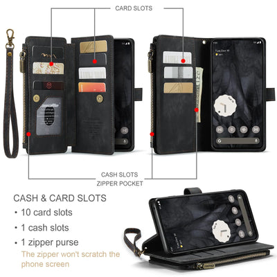 PureGuardCases Leather Wallet Wristlet Case for Google Pixel