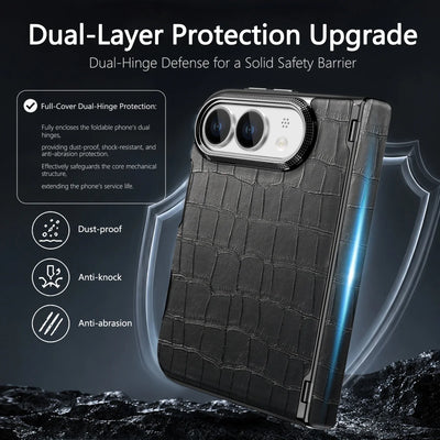 Crocodile-Texture Hinge Case for iPhone Duo, Shockproof - Product View 2