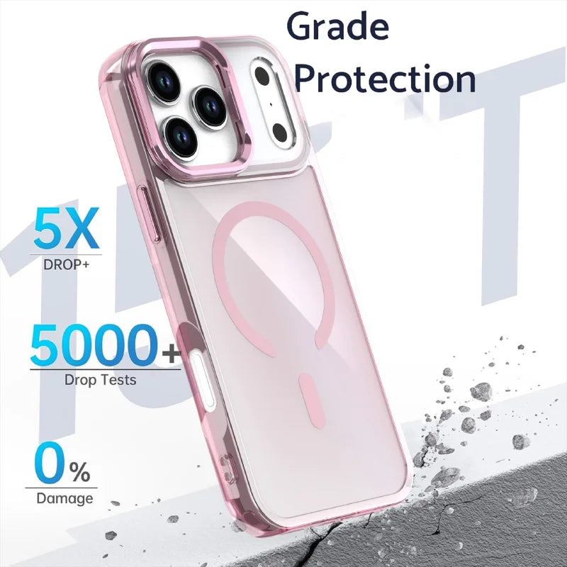 PureGuardCases Luxury Matte Lens Stand iPhone Case – MagSafe Magnetic Cover